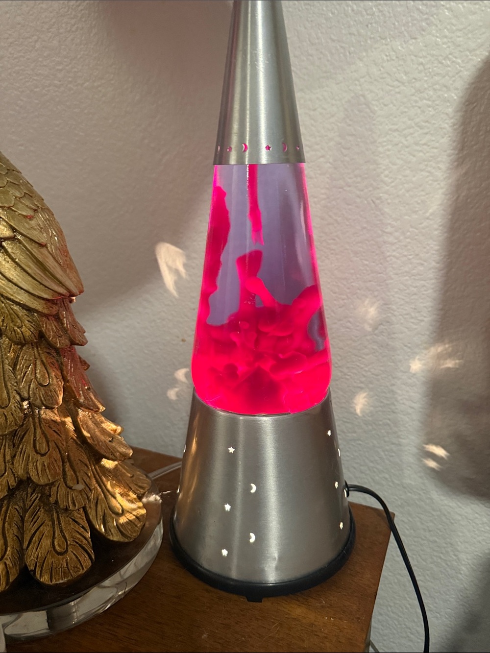 Purple Wizard Lava Lamp with Silver Base Moon And Stars